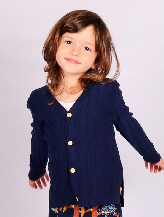 Kids Solid Colour Button Sweater